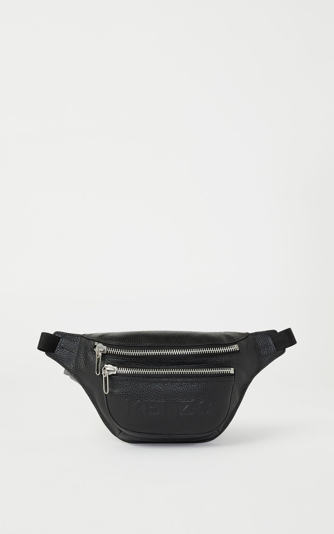 Kenzo Imprint grained leather Belt Bag Black For Womens 1842HMZAX